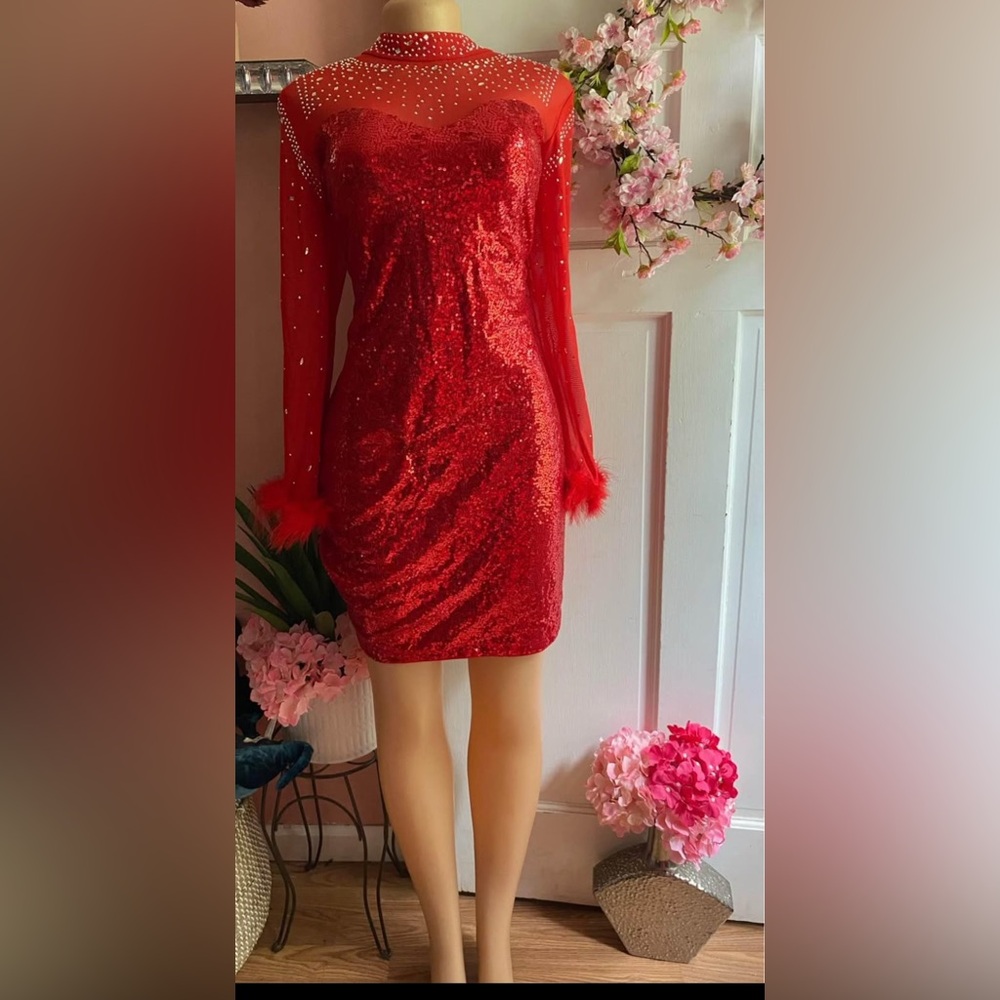 Elegant Red Sequin Dress